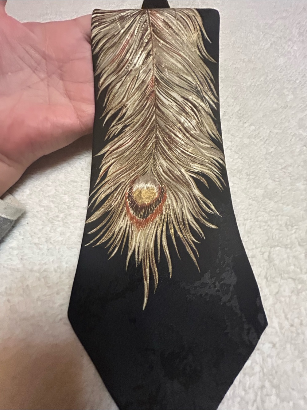 🎁3 for $30 - Gold Peacock Feather Necktie
